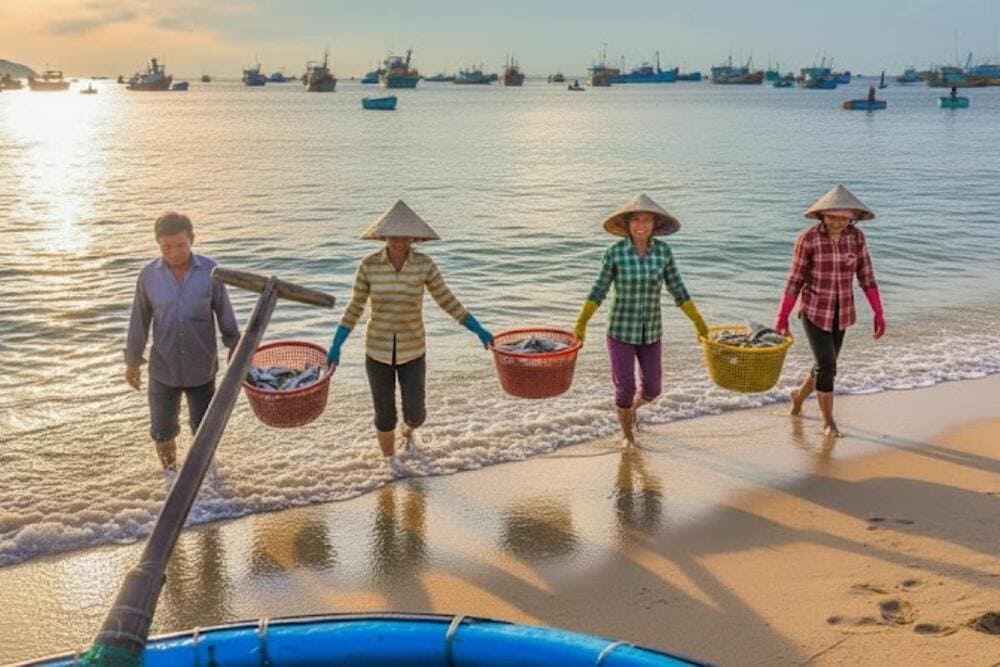 Hòa mình vào cuộc sống dân dã bình yên ở làng chài tại bãi biển Đá Nhảy Quảng Bình